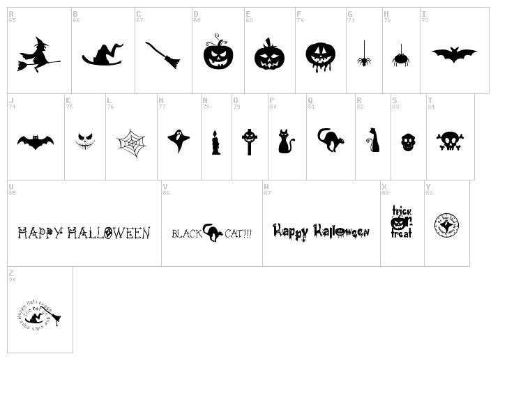 Freaky Halloween font map